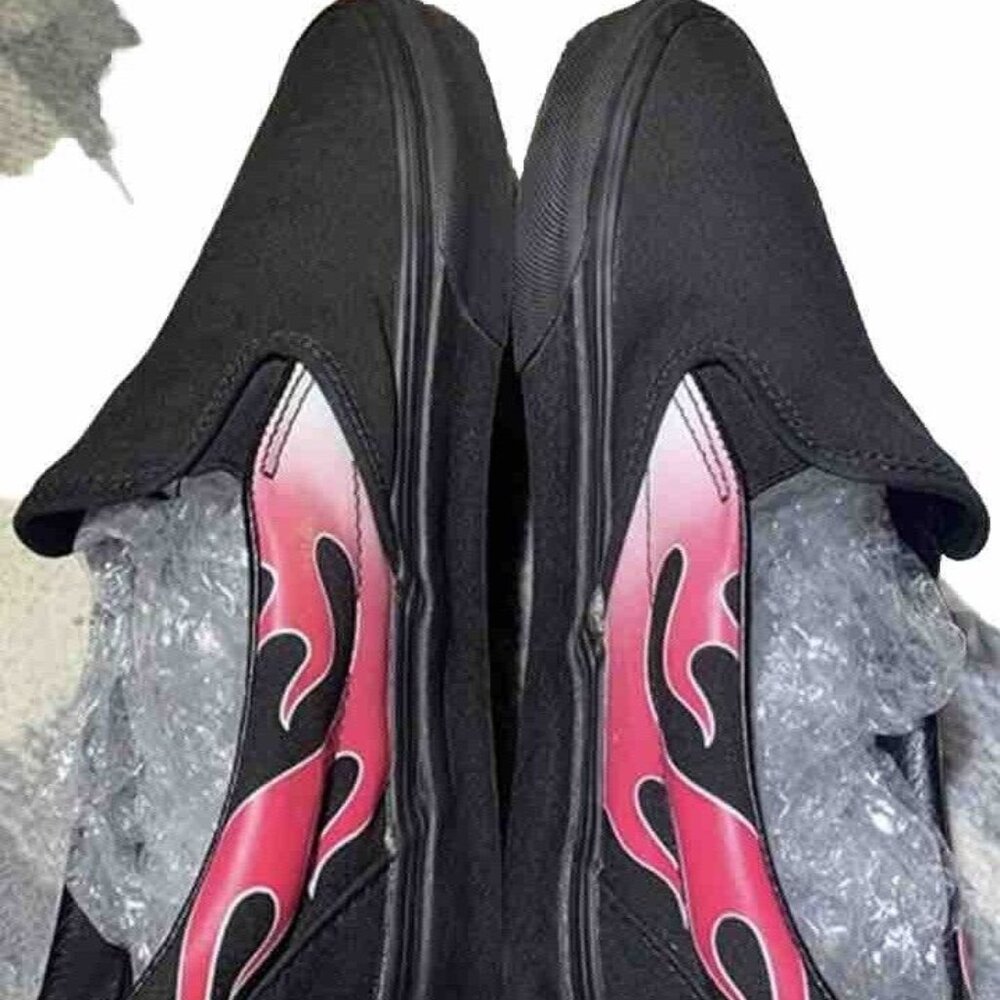 VANS Classic Slip-On Black Pink Flames